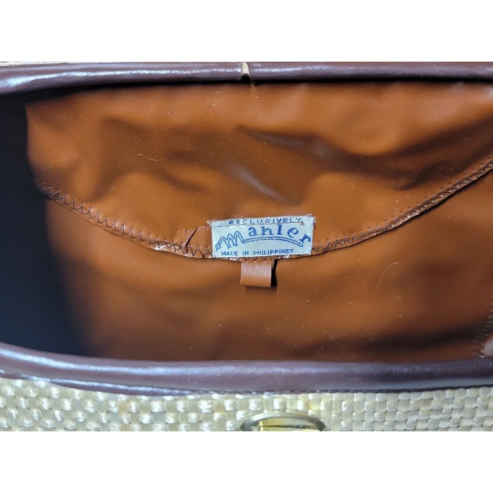 Vintage Mahler Purse Made In Philippines Wood Straw Grapes And Leaf...